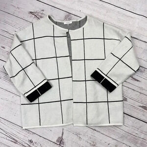 Sioni Plaid Colorblock Windowpane Grid Cardigan